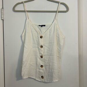 Cream tank top with brown buttons